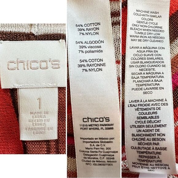 Chico's Mitered Stripe Pattern Open Front Vest Cardigan, Sz Medium - Picture 11 of 12